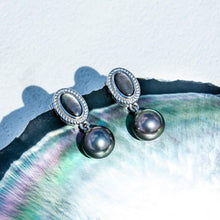 Load image into Gallery viewer, Mihiarii Tahitian Black Pearl Drop Dangle Earrings Sterling Silver Mother of Pearl Earring Birthday Anniversary Mothers Day Valentines Day Christmas Gifts for Mom Her Women
