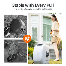 Load image into Gallery viewer, Giraffe Tools Retractable Heavy Duty Hose Reel, 5/8" x 92FT Automatic Rewind Garden Hose Reel with 360° Swivel Base, Ground Mounted for Lawn, Patio, Concrete Floor &amp; Yard Watering
