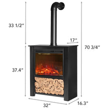 Load image into Gallery viewer, Innsbruck Electric LED Fireplace Stove - Décor Chimney Flue and Wood - 32" Wide x 38" Tall – Soot Black Finish - New 2024
