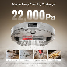 Load image into Gallery viewer, roborock Qrevo CurvX Robot Vacuum and Mop, 22,000Pa Suction, 3.14’’ Ultra Slim, Zero-Tangling Design, Reactive AI Obstacle Recognition, AdaptiLift Chassis, Auto Hot Water Mop Washing &amp; Drying
