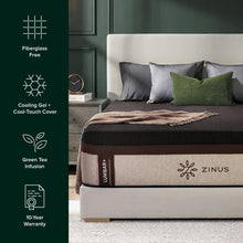 Load image into Gallery viewer, Zinus Lumbar+ Premium Memory Foam Mattress – 14 Inch, Queen, Lumbar Support, Targeted Pressure Relief, Cooling Gel &amp; Green Tea, Fiberglass Free, Medium Firm, CertiPUR-US &amp; OEKO-TEX Certified
