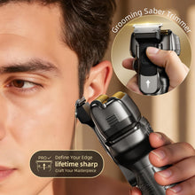 Load image into Gallery viewer, PongTHUMB Electric Razor for Men with Pop-Up Trimmer: Rechargeable Cordless Foil Shaver for Face - Wet/Dry/Anti-Slip Waterproof Shavers with LED Display - Metal Handheld Design Light Gray
