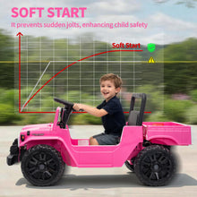 Load image into Gallery viewer, GarveeTech Licensed Toyota Ride on Truck, 12V Kids' Electric Car with Parent Remote Control Ride on Car with Truck Bed Storage, Safety Belt, Soft Braking, Suspension,
