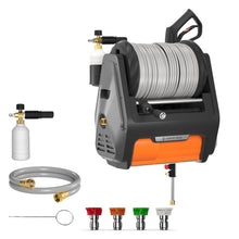 Load image into Gallery viewer, Giraffe Tools Grandfalls Retractable Pressure Washer Pro, Wall Mount Pressure Washer, Electric Power Washer, Automatic Rewind, Max 2900PSI 2.2GPM, Dark Silver Case with 100ft Pressure Hoses
