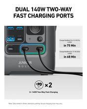 Load image into Gallery viewer, Anker SOLIX C300 DC Power Bank Station, Outdoor 288Wh Portable Power Station, LiFePO4 Battery, 300W Solar Generator, for Camping, Traveling, and Emergencies (No Wall Charger Included)
