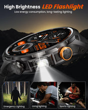 Load image into Gallery viewer, Military Smart Watches for Men, 1.91" Men's Smart Watch with 1000mAh/5 ATM Waterproof/LED Flashlight/110+ Sport Modes/Heart Rate/SpO2/Sleep Monitor, Fitness Tracker Watch for Android &amp; iPhone (Black)
