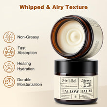 Load image into Gallery viewer, Lilei Beauty Beef Tallow for Skin, Grass-Fed Beef Tallow and Honey Balm, Whipped Body Butter &amp; Face Moisturizer, Unscented, Body Cream, Soothes Dry &amp; Sensitive Skin

