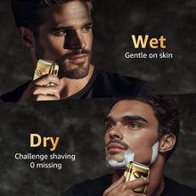 Load image into Gallery viewer, Electric Foil Shavers for Men, Mini Electric Razor, Compact Face Shaver, IPX7 Waterproof Wet Dry Cordless Razor, LED Display, USB-C, Travel-Friendly, Light Gold，Father's Day Gifts
