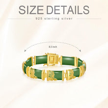 Load image into Gallery viewer, HPQQ Green Jade Bracelet for Women 18k Gold Plated Sterling Silver Jade Jewelry Fortune Good Luck Green Gemstone Bangle Bracelet Birthday Christmas Gifts for Mom Wife Grandma
