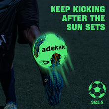 Load image into Gallery viewer, Soccer Balls Size 5,Glow in The Dark Official Size Soccer Ball,Indoor/Outdoor Light Up Training Ball with Pump and Needles,Street Ball Game for Men

