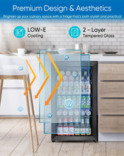Load image into Gallery viewer, Feelfunn 3.2 Cu.Ft Mini Fridge with Glass Door - 126 Can Beverage Refrigerator Cooler for Drink Beer Wine Soda, Small Fridge for Bedroom Office Bar Dorm, 4 Adjustable Shelves, Black
