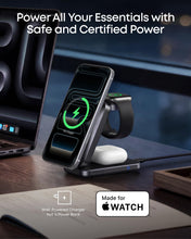 Load image into Gallery viewer, Anker Prime 3-in-1 Charging Station, AirCool Wireless Charger, 25W Qi2.2-Certified Palm-Sized Foldable MagSafe Charger Compatible with iPhone 17, Apple Watch, AirPods (Non-Battery, with Adapter)
