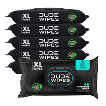Load image into Gallery viewer, DUDE Wipes - Flushable Wipes - 6 Pack, 288 Wipes - Mint Chill Extra-Large Adult Wet Wipes - Vitamin-E, Aloe, Eucalyptus &amp; Tea Tree Oils - Septic and Sewer Safe
