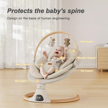 Load image into Gallery viewer, Baby Swings for Infants, Monamii Baby Swing, Infant Swing with 5 Speeds, 10 Lullabies, Electric Swing for Baby, Indoor &amp; Outdoor Use (Beige)

