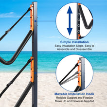 Load image into Gallery viewer, UOKRR Kayak Storage Rack, Heavy Duty Freestanding Dual Storage Rack with Hooks, Height Adjustable for 2 Kayaks, SUPs, Paddle Boards and Canoes
