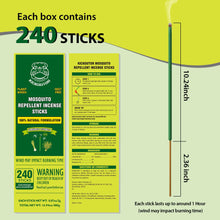Load image into Gallery viewer, KICKOUTOR Mosquito Repellent Outdoor Patio 240 PCS Natural Citronella Incense Sticks DEET Free Lemongrass Oil Gnat Mosquito Control for Indoor Backyard Travel Camping
