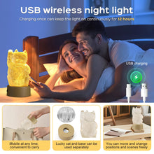 Load image into Gallery viewer, Verveho Night Light Cat Lamp,Cat Decorative lamp,Fortune Cat Night Light USB Rechargeable,3D Night Light for Home Decoration,Kids,Meditation,Valentine's Day
