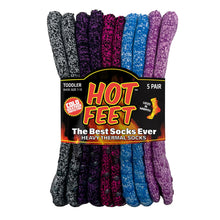 Load image into Gallery viewer, HOT FEET Toddler Crew Warm Thermal 5/6 Pack Socks Soft Thick Brushing, 2-4 Years, 5 Pack, 5 Marled Gripped (2)

