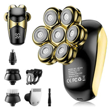 Load image into Gallery viewer, SHPAVVER Head Shavers for Bald Men: 5-in-1 Upgraded Electric Razor - IPX7 Waterproof Shaving Grooming Kit for Balder - Turbo Speed &amp; Precision Blades Valentine's Day Gifts (Glossy Gold)

