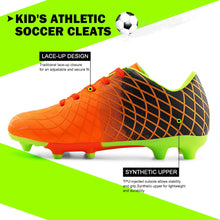 Load image into Gallery viewer, JABASIC Kids Outdoor Soccer Cleats Athletic Firm Ground Football Shoes (13M,Orange)
