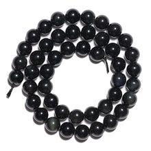 Load image into Gallery viewer, Natural Gemstone Beads 6mm Rainbow Black Obsidian Beads Polished Round Smooth Stone Beads for Bracelets Jewelry Making 15inch Loose Beads
