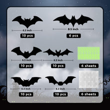 Load image into Gallery viewer, Halloween Decorations Indoor - Bats Halloween Decorations Plastic Spooky Scary 3D Bats for Halloween Party Bathroom Kitchen Home Room Outdoor Wall Glow Eyes Bats Stickers Gothic Decor 56 Pcs

