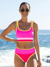 Load image into Gallery viewer, popvil High Waisted Bikini Sets for Women Tummy Control Swimsuits 3 Piece Bathing Suits Neon Swimwear with Skirt 2026 Red
