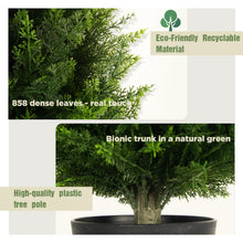Load image into Gallery viewer, 3FT Artificial Cedar Topiary Trees (2 Pack) - UV Resistant Fake Evergreen Shrubs with Extra Dense Foliage, Realistic Potted Faux Plants for Front Porch &amp; Garden Decor
