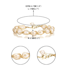 Load image into Gallery viewer, EVER FAITH Baroque Pearls Bracelet 18K Gold Vintage Freshwater Pearls Wrapped Silk Handmade Adjustable Charm Bracelets Dainty Wedding Bridal Jewelry for Women
