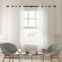 Load image into Gallery viewer, Hradecti 1' Diameter Curtain Rods, 30-144 Inch, Black, Iron, Matte Black Painted, Fit 30-142 Inch Windows, Heavy Duty, Adjustable, Window Treatment Single Rods
