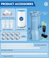 Load image into Gallery viewer, KimFilter Pro Series 1000 GPH Above Ground Pool Filter Pump, Powerful Pool Cartridge Filter Pump, Water Circulation and Filtration System -Improved Water Clean &amp; Clarity, Pools Pumps Above Ground-Blue

