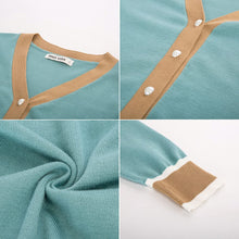 Load image into Gallery viewer, Womens Casual Cardigans Color Block Cover ups Loose Long Sleeve Tops(L,Contrsat-Blue)
