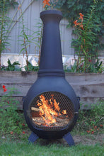 Load image into Gallery viewer, The Blue Rooster Prairie Chiminea Outdoor Fireplace - Wood Burning Cast Aluminum Deck or Patio Firepit
