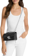 Load image into Gallery viewer, Michael Kors Tribeca Small Convertible Chain Shoulder Bag, Silver-Tone Hardware/Woven Leather/Black
