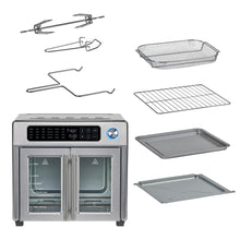 Load image into Gallery viewer, Emeril Lagasse Extra Large French Door Air Fryer Toaster Oven Combo, 24 Cooking Functions and Digital Controls, 7 Accessories Included, Stainless Steel Finish, 26QT Capacity
