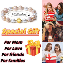 Load image into Gallery viewer, MetJakt 10mm Handmade Colorful Bling Beaded Bracelets Crystal Shell Pearl Stretch Jewelry for Women (Beige Porcelain)
