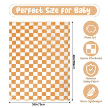 Load image into Gallery viewer, GreatBba Plush Checkered Baby Blanket,30 x 40 Inch Fleece,Orange White
