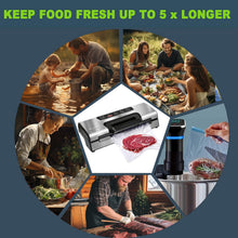 Load image into Gallery viewer, Potane Precision Vacuum Machine,Pro Food Sealer with Built-in Cutter and Bag Storage(Up to 20 Feet Length), Both Auto&amp;Manual Options,2 Modes,Includes 2 Bag Rolls 11”x16’ and 8”x16’,Compact Design
