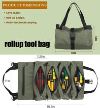 Load image into Gallery viewer, Tool Bag Roll Up, Rollable Carrying Toolbag, Heavt Duty Tool Organizer Portable Tool Storage Bags Waterproof Oxford Cloth-Zipper Pouch for Men Mechanic, Electricians, Repairman
