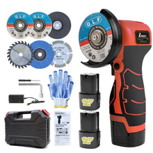 Load image into Gallery viewer, ZFULVO Cordless Brush Angle Grinder Kit, 19500rpm Mini Electric Angle Grinding Tool with 2pcs 16.8V 2000mAh Batteries and 6-Cutting Discs, Grinder Handheld Cutter for Metal Wood
