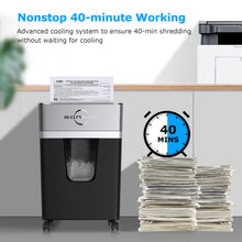 Load image into Gallery viewer, BONSEN 12-Sheet Micro Cut Paper Shredder for Home Office Use, High Security Level P-4 /55dB Ultra-Quiet/40-Minutes Shredding Shreds Credit Card/Staples, 5.3-Gallons Pullout Bin (S3106)
