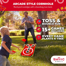 Load image into Gallery viewer, SWOOC Games - Coney Island Toss™ - Arcade Style Cornhole Board Set w/Carrying Case &amp; 15+ Games - Corn Hole Games for Adults - Kids Bean Bag Toss Game - Kids Cornhole Set w/Bags - Outdoor Yard Games
