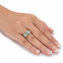 Load image into Gallery viewer, PalmBeach Yellow Gold-plated Sterling Silver Genuine Green Jade and Round Genuine Topaz Dome Ring Sizes 6-10 Size 6
