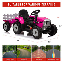 Load image into Gallery viewer, Garvee 12V 4.5Ah Kids Ride on Tractor with Trailer &amp; Remote Control, 5Mph Speed, Toddler Electric Vehicle Car with Headlights,2+1 Gear Shift, Music, USB for 3-6 Years Children, Two 25W Motors, Rose
