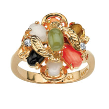 Load image into Gallery viewer, PalmBeach Yellow Gold-plated Genuine Gemstone and Crytal Cluster Ring Sizes 5-10 Size 9
