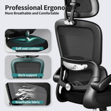 Load image into Gallery viewer, TRALT Office Chair Ergonomic Desk Chair, 330 LBS Home Mesh Office Desk Chairs with Wheels, Comfortable Gaming Chairs (Black)
