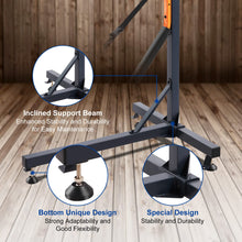 Load image into Gallery viewer, UOKRR Kayak Storage Rack, Heavy Duty Freestanding Dual Storage Rack with Hooks, Height Adjustable for 2 Kayaks, SUPs, Paddle Boards and Canoes
