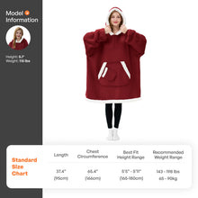 Load image into Gallery viewer, Giggling Getup Wearable Blanket Hoodie for Women Men Gifts for Women Mom Wife Sherpa Fleece Hooded Blanket Sweatshirt Warm Cozy Sherpa Wearable Throw with Pocket &amp; Sleeves for Adult Standard Burgundy

