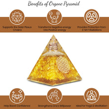Load image into Gallery viewer, Real Crystal Citrine Orgonite Pyramid, Healing Crystal Pyramid, Pyramid Crystal Gemstone Pyramid for Meditation, Motivation, Positivity - Handmade in India
