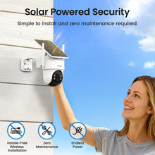 Load image into Gallery viewer, aosu Security Cameras Outdoor Wireless, 4 Cam-Kit, No Subscription Required, Solar-Powered, Home Security Cameras System with 360° Pan &amp; Tilt, Auto Tracking, 2K Color Night Vision, Easy Setup
